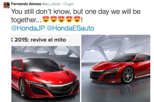 Alonso e Marquez si "litigano" la nuova NSX su Twitter