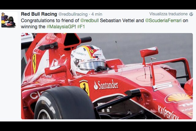 Red Bull fa i complimenti a Vettel