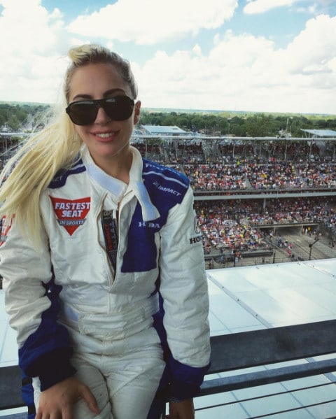 Lady Gaga alla Indy500 con Mario Andretti: foto