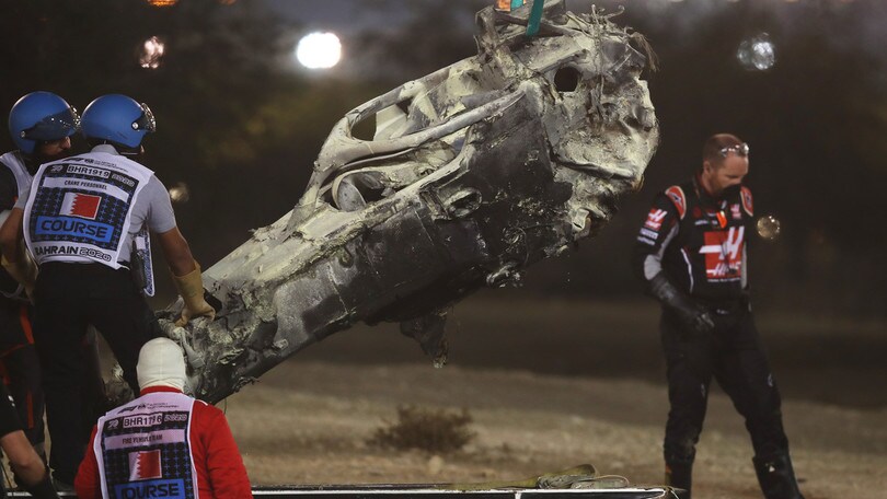 Grosjean, in mostra la Haas dell'incidente in Bahrain