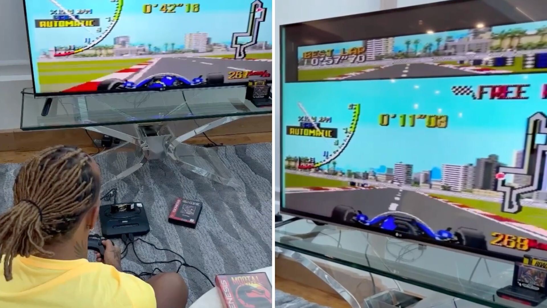 Hamilton, allenamento al simulatore... Vintage