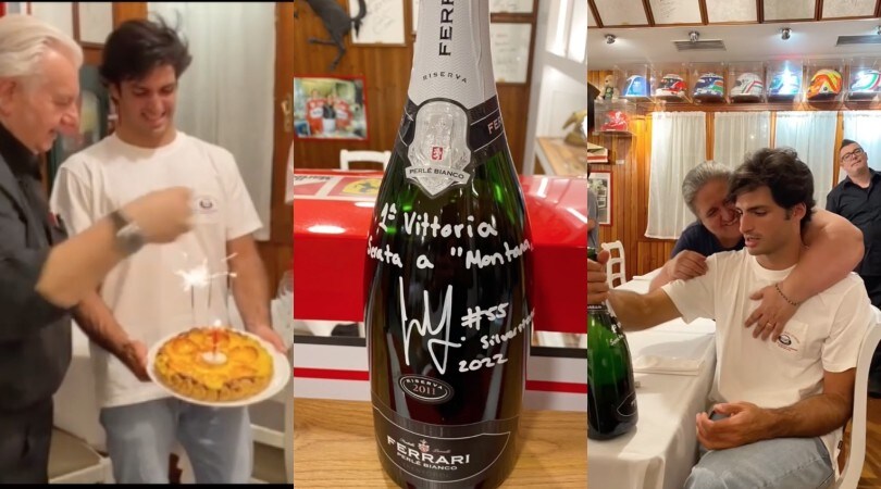 Sainz scatenato al ristorante per festeggiare la sua prima vittoria in F1