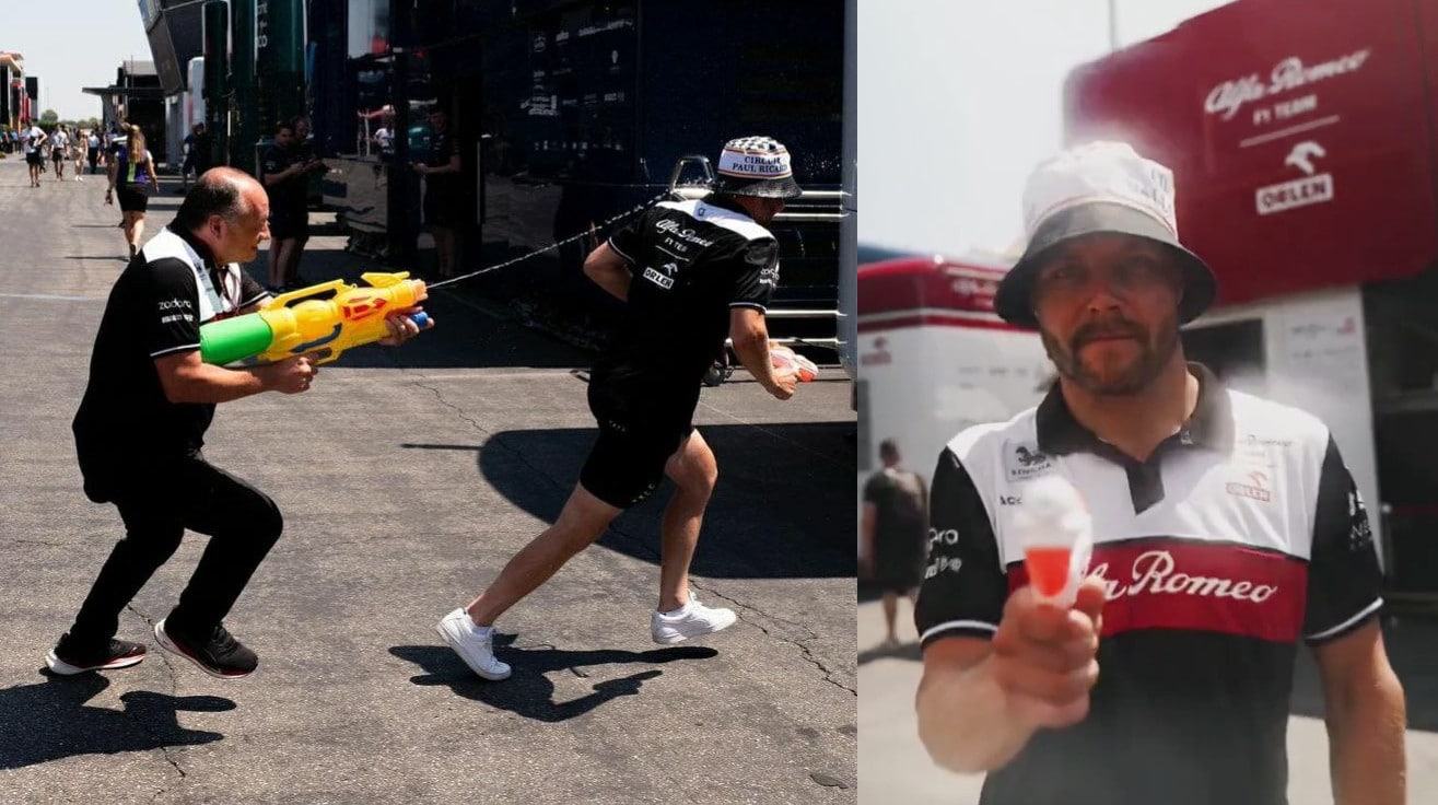 Bottas e Zhou, battaglia con le pistole ad acqua a Le Castellet