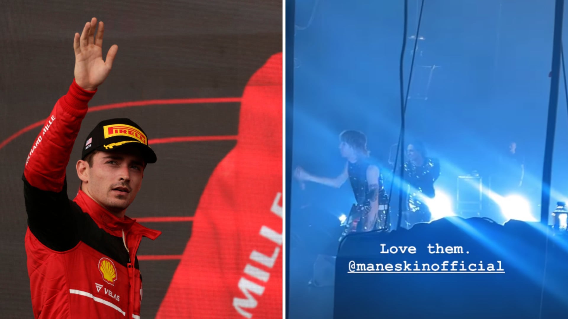 Leclerc, prepara il GP del Messico al concerto dei Maneskin