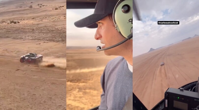 Carlos Sainz Jr, cocco di papà alla Dakar: lo segue preoccupato dall'elicottero!