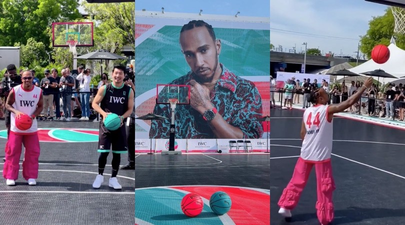Hamilton "va a canestro" con Simu Liu per il GP di Miami