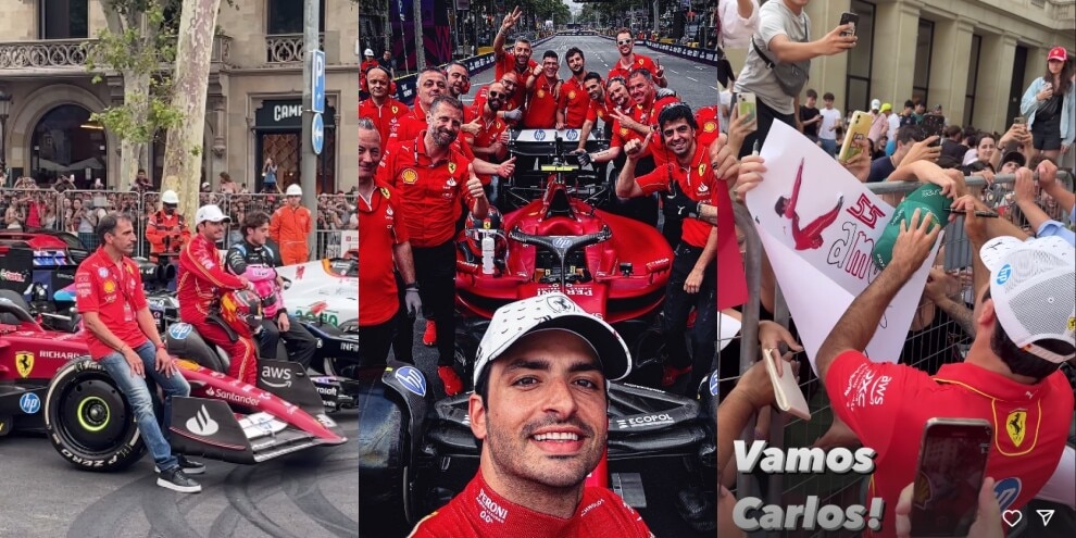 Sainz protagonista sulle strade di Barcellona: spettacolo Ferrari