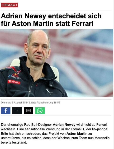Autosprint fa il giro del mondo: la notizia esclusiva Newey-Aston Martin ripresa da tutti!