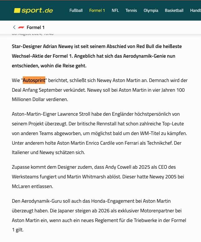 Autosprint fa il giro del mondo: la notizia esclusiva Newey-Aston Martin ripresa da tutti!