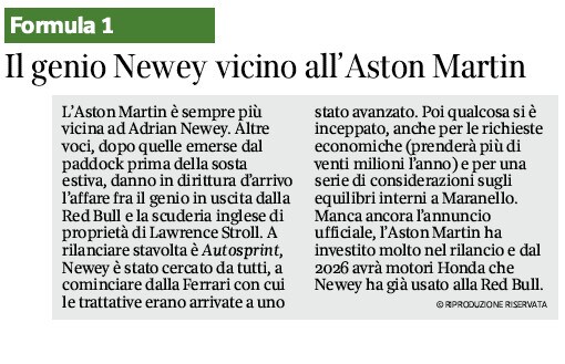 Autosprint fa il giro del mondo: la notizia esclusiva Newey-Aston Martin ripresa da tutti!
