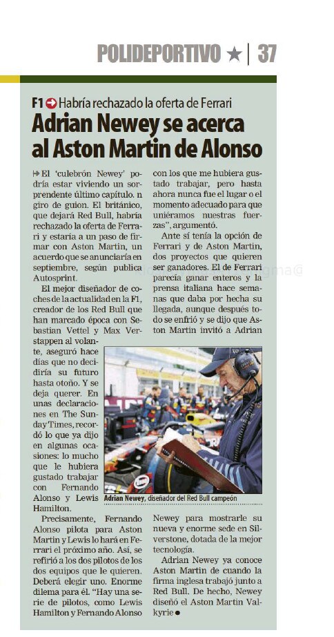Autosprint fa il giro del mondo: la notizia esclusiva Newey-Aston Martin ripresa da tutti!