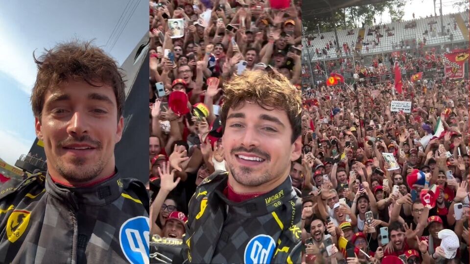Leclerc, il video-selfie con marea rossa a Monza