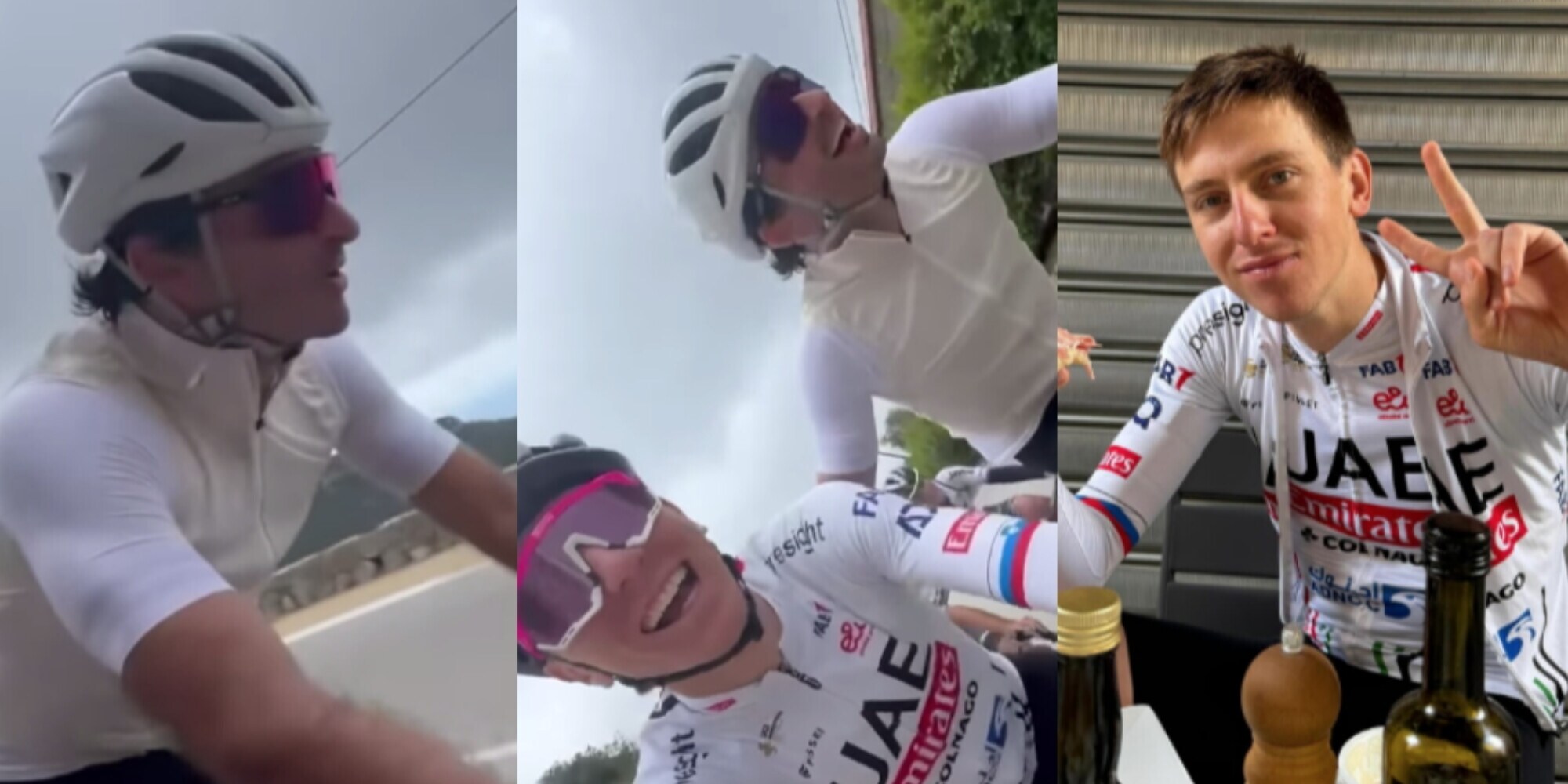 Carlos Sainz insieme a Pogacar: la pedalata è una festa!