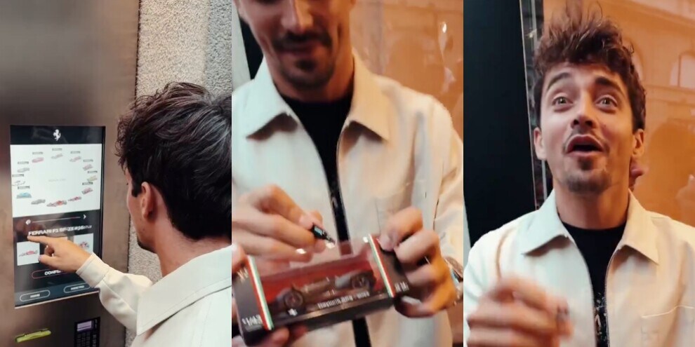 Leclerc, che sbadato: l'autografo sulla Ferrari è per... se stesso!