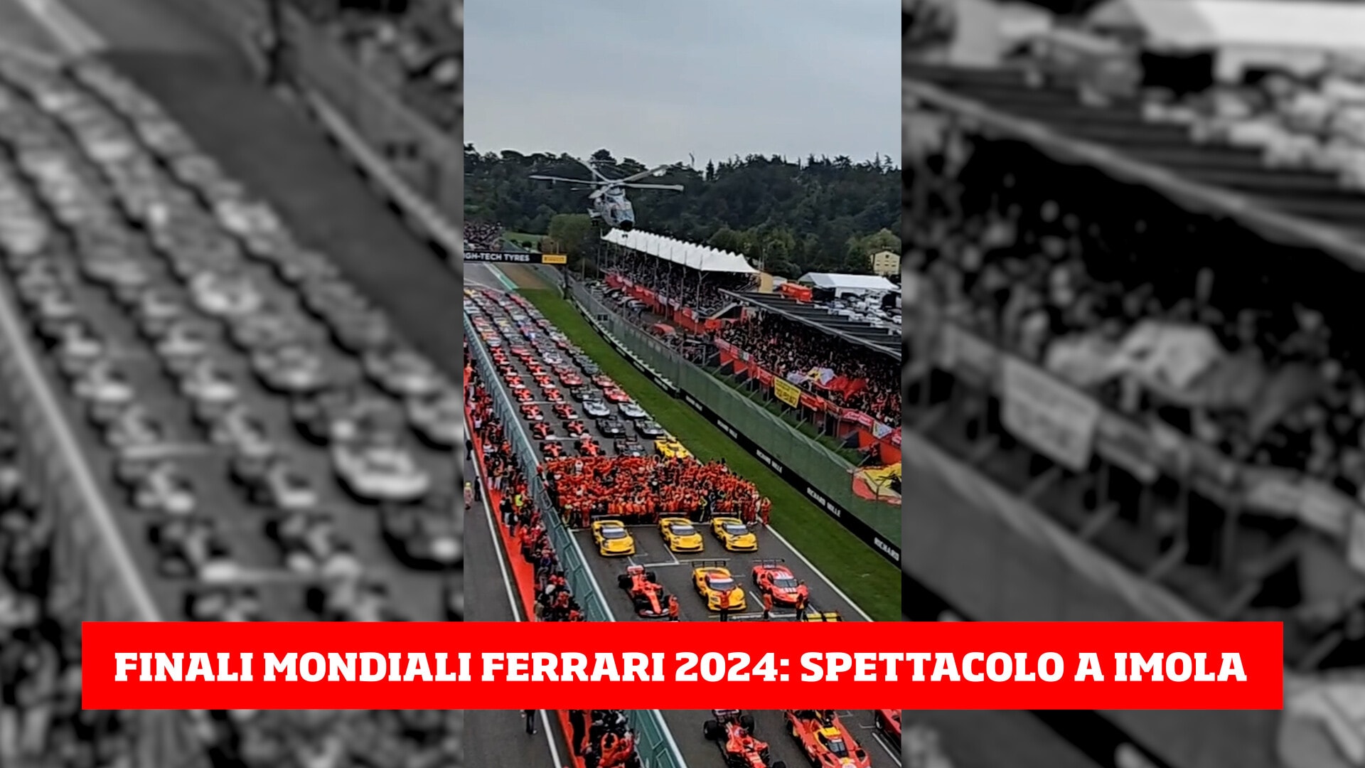 Show a Imola: l'elicottero sorvola l'Autodromo Enzo e Dino Ferrari