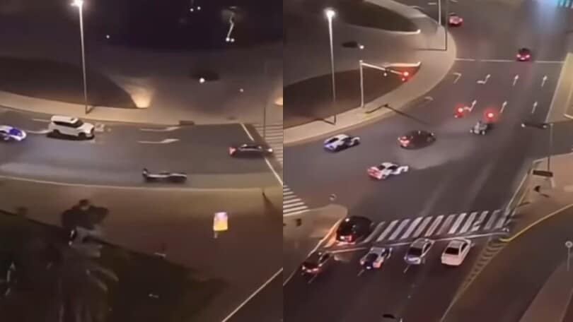 La Polizia in Lamborghini insegue una monoposto da F1
