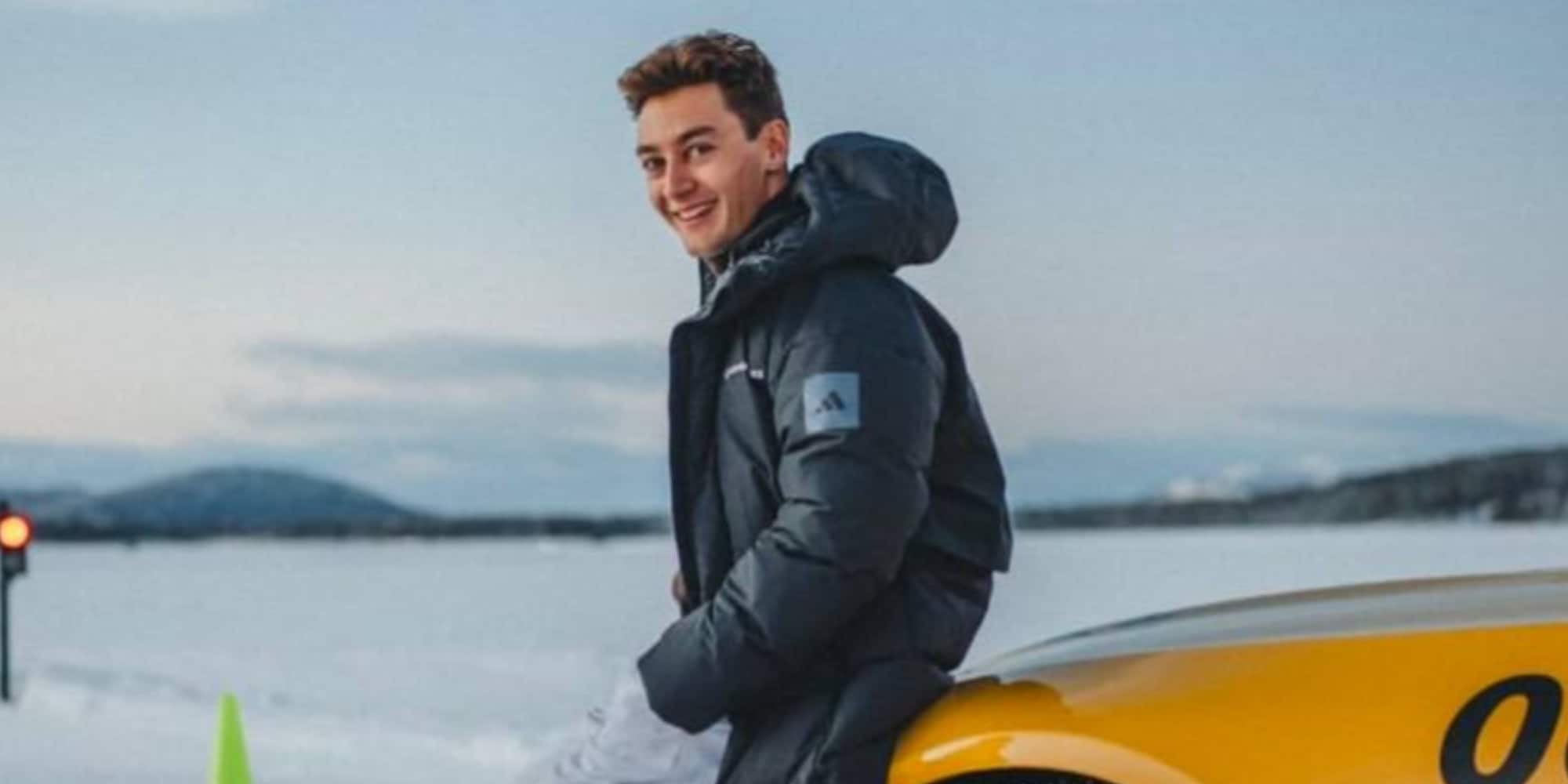 Russell scatena la sua Mercedes sul ghiaccio svedese... con qualche imprevisto