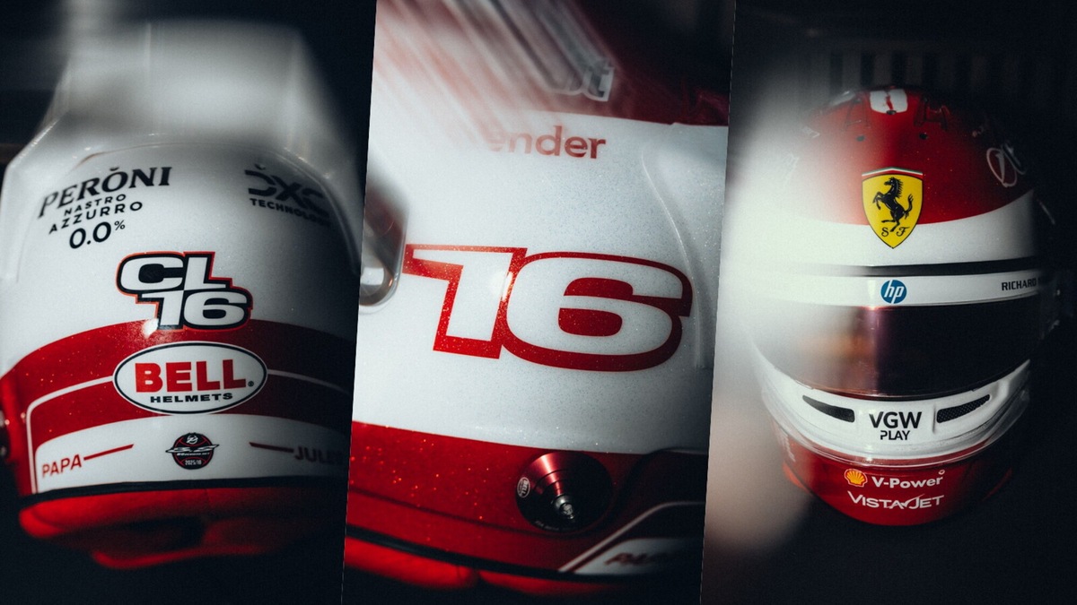 Charles Leclerc con casco speciale in Ungheria: il design ad opera di due amici