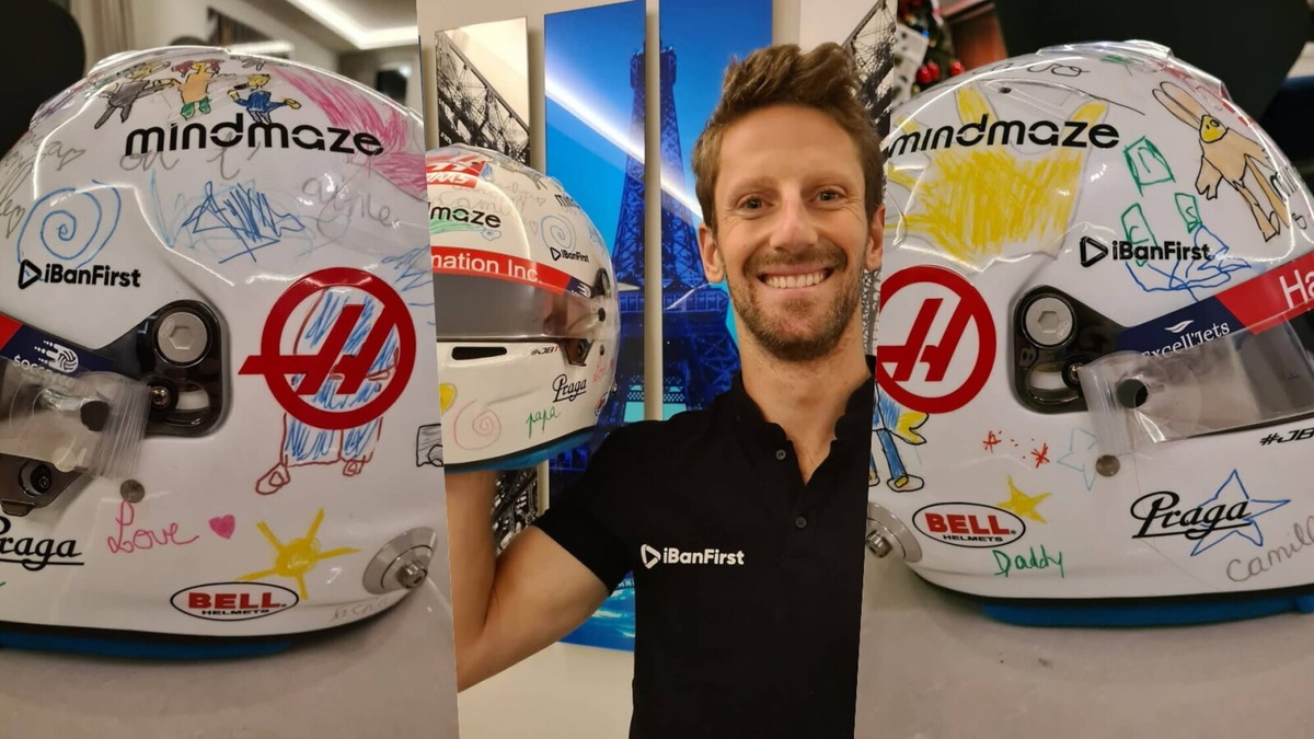 Romain Grosjean torna al volante di una F1: debutto per il casco speciale dei figli