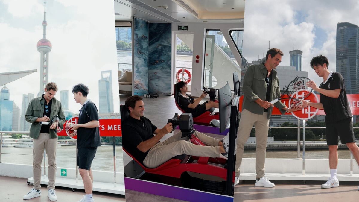 Roger Federer e Zhou Guanyu, tennis e motori a Shanghai