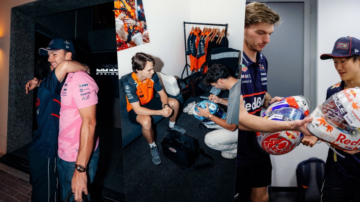 Lo scambio dei caschi che chiude la stagione