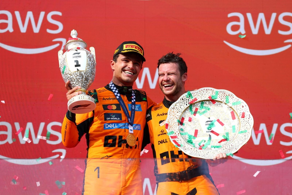 Il podio in Ungheria. La festa dei due campioni iridati e Antonelli