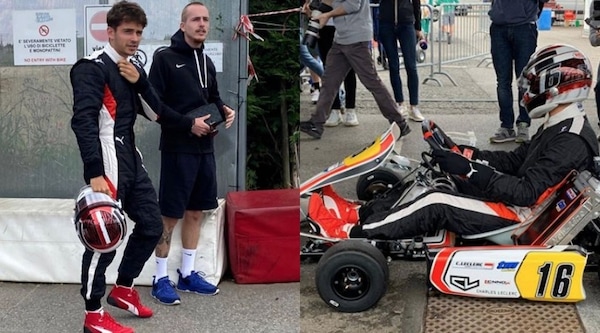 Leclerc sui kart a Lonato aspettando i test della Ferrari a Fiorano FOTO