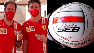 GP Abu Dhabi, Leclerc col casco dedicato a Vettel: "Danke Seb"