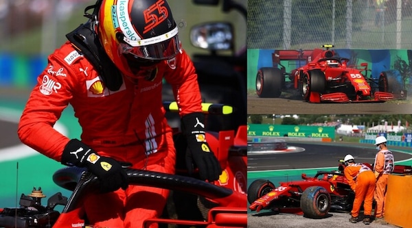 Qualifiche GP Ungheria: Sainz a muro in Q2, Ferrari distrutta