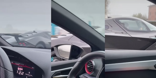 Inseguono la clamorosa supercar e scoprono che alla guida c'è un famoso pilota di F1!