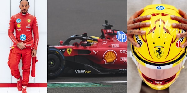 E' l'Hamilton-Day, Lewis in tuta Ferrari prima del test a Fiorano