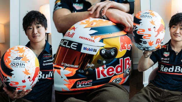 Yuki Tsunoda festeggia 100 GP con un design del casco speciale