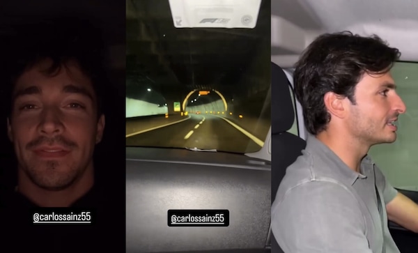 Leclerc e Sainz, il rientro da Baku su un van nel centro Italia