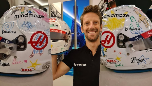 Romain Grosjean torna al volante di una F1: debutto per il casco speciale dei figli