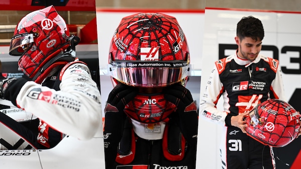 Ocon come Spider-Man a Spa: casco speciale dedicato al supereroe Marvel