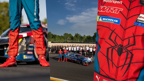 Non solo la livrea: BMW completa l'omaggio a Spider-Man con tute a tema